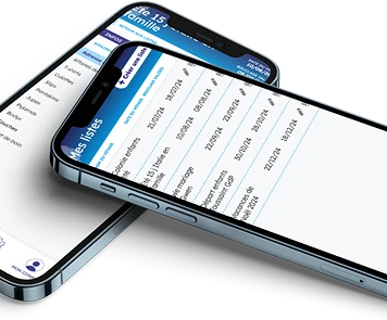 Deux iPhones 12 pro avec l'application Partir-Léger