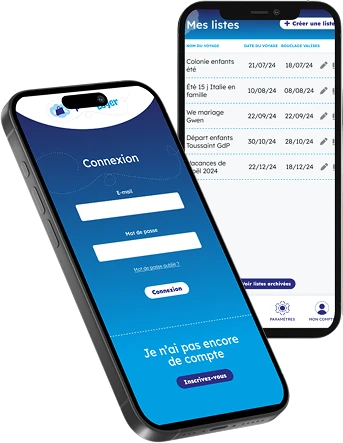 Deux iPhones 12 pro avec l'application Partir-Léger